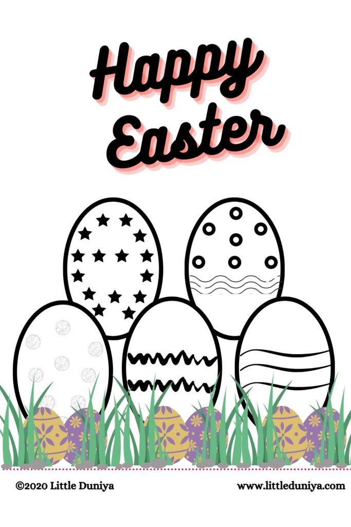 Easter Eggs Coloring Page For Kids