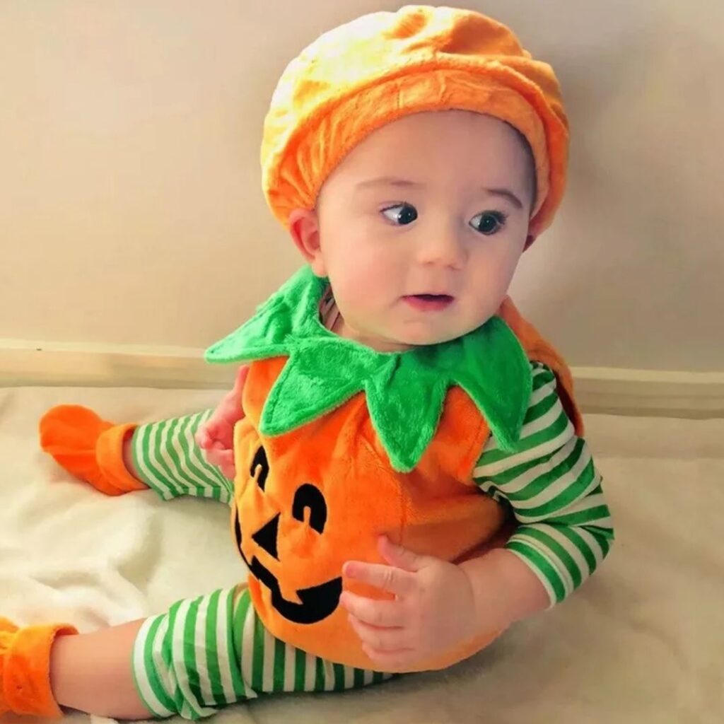 Halloween pumpkin romper for toddler